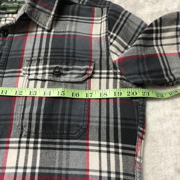 Eddie Bauer Plaid Flannel Button Up Shirt Red, White, Grey Size Medium - Picture 8 of 11